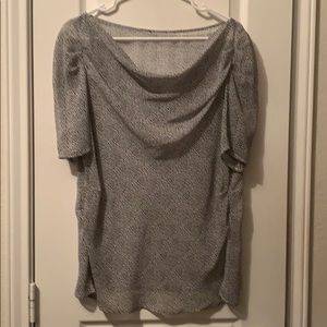 Sheer, black & white blouse.